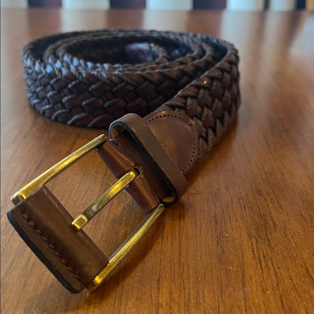 Will Leather Goods Woven Leather Belt Brown new Mens Size 42